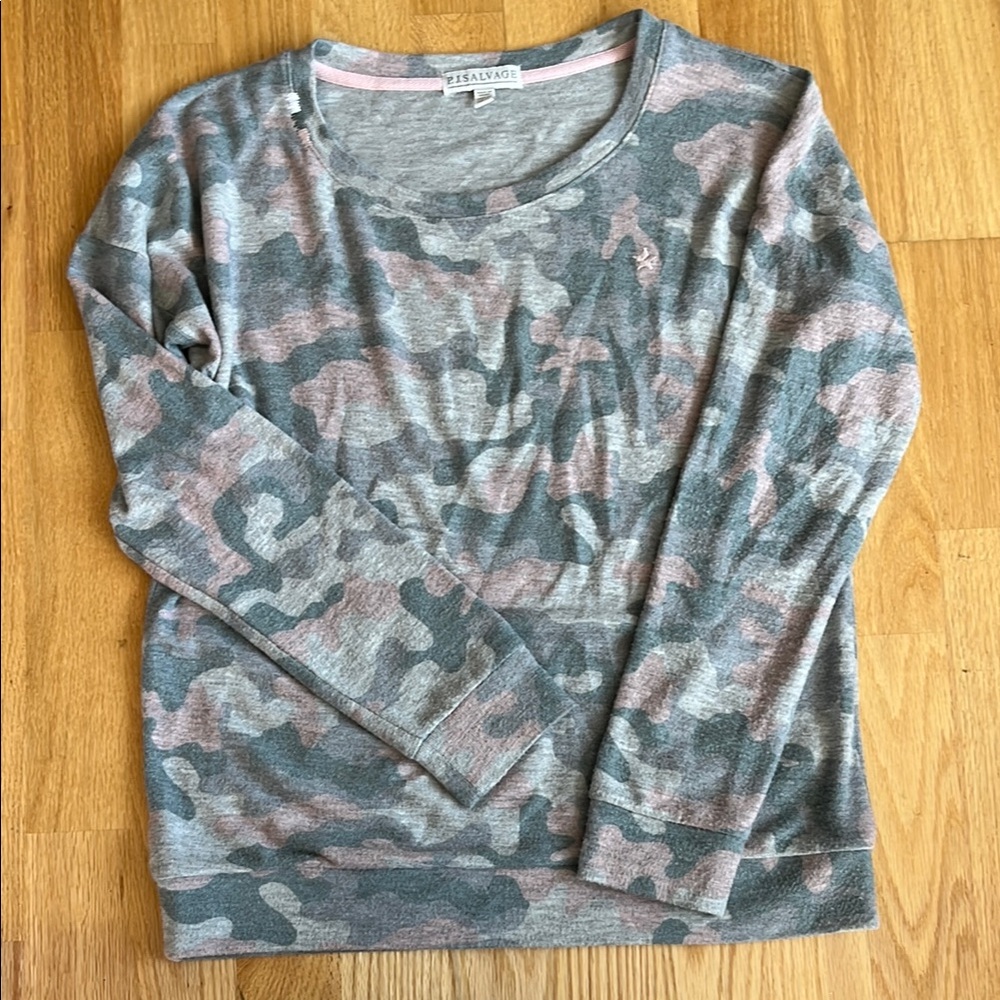 Gray and Pink Camo Sweater